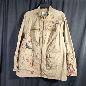 SONOMA Goods for Life Embroidered Beige Utility Jacket Women's Military Style XL